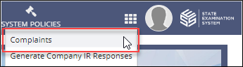 Accessing the complaints component from the waffle icon menu