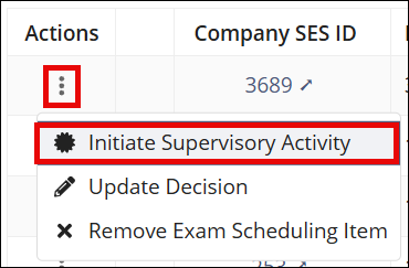 Initiate SA option in the Actions menu