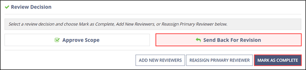 Select Send Back for Revison, and click Mark Complete
